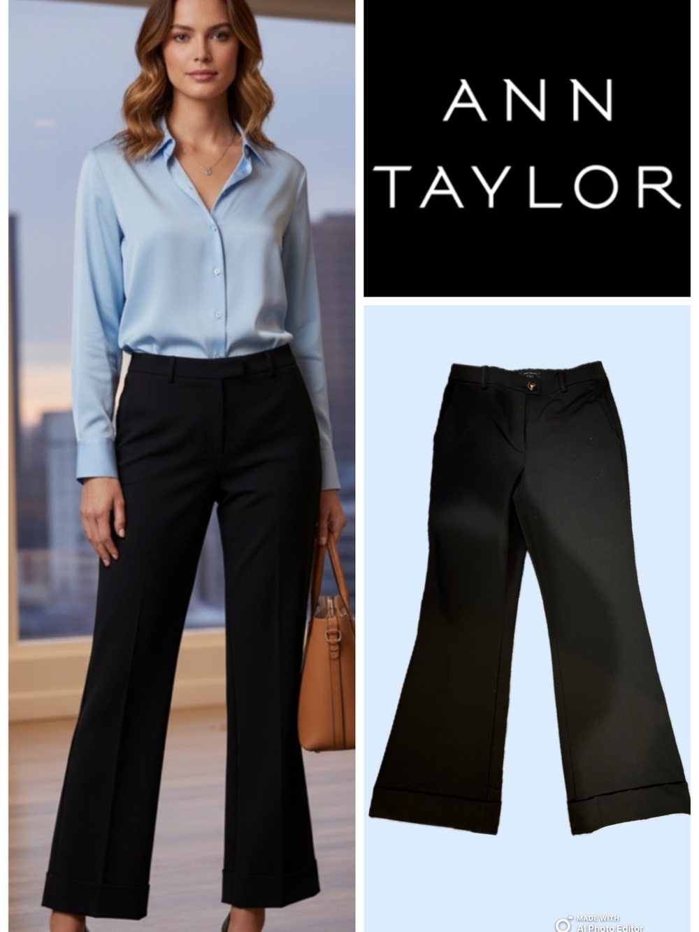 Ann Taylor Black Boot-Cut Flare Dress Pants